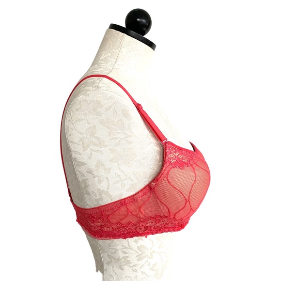 Youmita Push-Up Bra Hot Pink Lace Net Size 36C - Picture 2 of 10